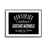 Affiche Assistante maternelle Femme Métier Meilleure de France - Planetee