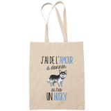 Sac Tote Bag husky amour beige - Planetee