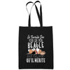 Sac Tote Bag Beagle Je travaille dur Noir - Planetee