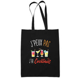 Sac Tote Bag Cocktails Je peux pas Noir - Planetee