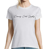 T-shirt Femme Blanc - Crazy Cat Lady - Planetee