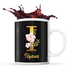 Mug noir Ilyana Lettre Fleur - Planetee