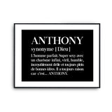 Affiche Anthony Prénom définition Humour - Planetee