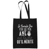 Sac Tote Bag Ane Je travaille dur Noir - Planetee