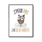 Affiche cul de chouette j'peux pas Blanc Premium - Planetee