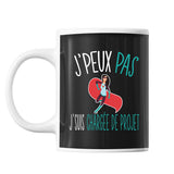 Mug Chargée de projet j'peux pas Noir - Planetee