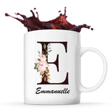 Mug Blanc Emmanuelle Lettre Fleur - Planetee