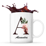 Mug Blanc Alexandra Lettre Fleur - Planetee