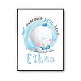 Affiche bébé prénom Ethan Éléphant - Planetee