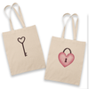 Sac Tote Bag Couple Clé de mon coeur - Planetee