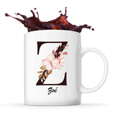 Mug Blanc Zoé Lettre Fleur - Planetee