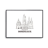 Affiche Bordeaux | Poster Tableau dessin ville de France pour décoration murale qualité papier Premium A4 - Planetee
