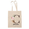 Tote Bag beige Clémentine Lettre Fleur - Planetee