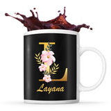 Mug noir Layana Lettre Fleur - Planetee