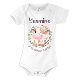 Body bébé Yasmine Amour et Biberon de Lait Vache - Planetee