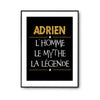 Affiche Adrien prénom mythe légende Jaune - Planetee