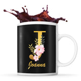 Mug noir Joanna Lettre Fleur - Planetee