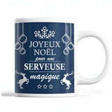 Tasse Noël Serveuse femme Bleu - Planetee
