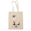 Tote Bag beige Lily Lettre Fleur - Planetee
