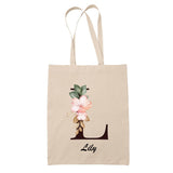Tote Bag beige Lily Lettre Fleur - Planetee