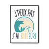 Affiche Kite surf vintage j'peux pas Blanc Premium - Planetee