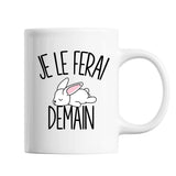 Mug Lapin Blanc Je le ferai demain - Planetee