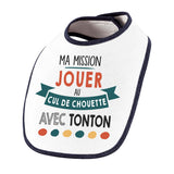 Bavoir bébé Ma mission Cul de Chouette avec Tonton - Planetee