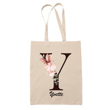 Tote Bag beige Yvette Lettre Fleur - Planetee