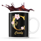 Mug noir Candy Lettre Fleur - Planetee