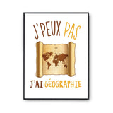 Affiche géographie j'peux pas Blanc Premium - Planetee