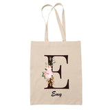 Tote Bag beige Emy Lettre Fleur - Planetee