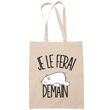 Sac Tote Bag ours blanc je le ferai demain beige - Planetee
