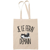 Sac Tote Bag husky je le ferai demain beige - Planetee