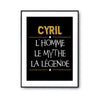 Affiche Cyril prénom mythe légende Jaune - Planetee