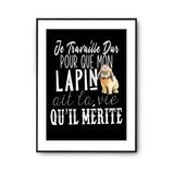 Affiche Lapin Je travaille dur - Planetee