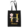 Tote Bag noir Hortense Lettre Fleur - Planetee