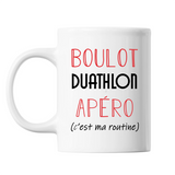 Mug Duathlon C'est ma Routine Blanc - Planetee