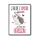 Affiche Amour à donner Hérisson - Planetee