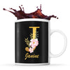 Mug noir Janine Lettre Fleur - Planetee