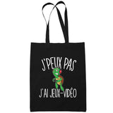 Sac Tote Bag Jeux Vidéo Tortue Je peux pas Noir - Planetee