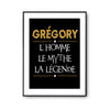 Affiche Grégory prénom mythe légende Jaune - Planetee