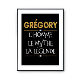 Affiche Grégory prénom mythe légende Jaune - Planetee