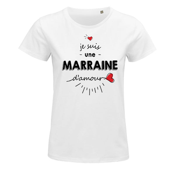T-shirt femme Marraine d'amour, Coton BIO