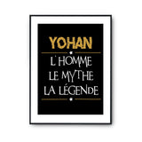 Affiche Yohan prénom mythe légende Jaune - Planetee