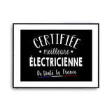 Affiche électricienne Femme Métier Meilleure de France - Planetee