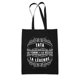 Tote Bag Noir Déesse Légende Tata - Planetee