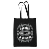 Tote Bag Noir Déesse Légende Cousine - Planetee