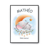 Affiche Mathéo bébé d'amour éléphant - Planetee