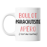 Mug Parachutisme C'est ma Routine Blanc - Planetee