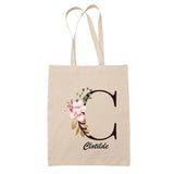 Tote Bag beige Clotilde Lettre Fleur - Planetee
